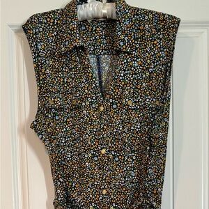 MICHAEL KORS V-Neck, Belted, Sleeveless, Maxi Dress with Side Slits